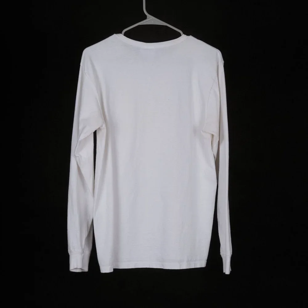 Vintage Champion Big Logo White Long Sleeve Tee Medium